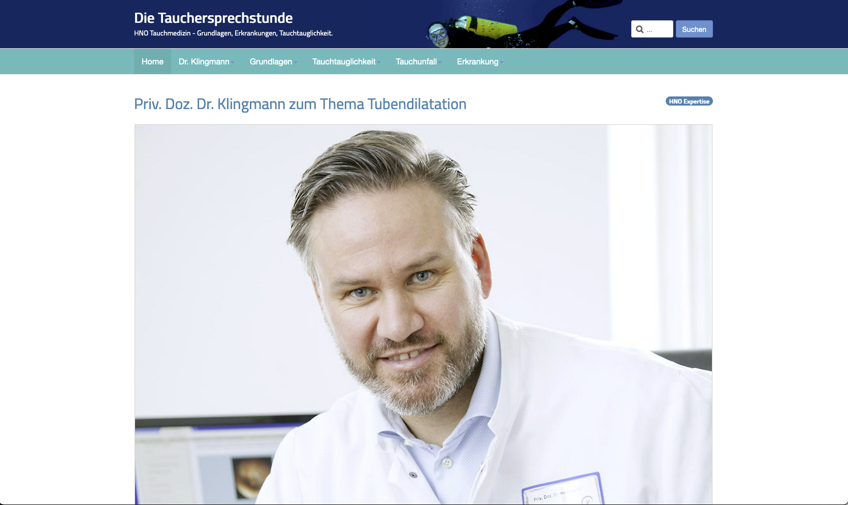 Screenshot Website Tauchersprechstunde