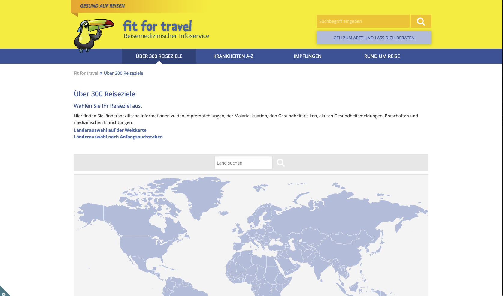 Screenshot Website Fit for Travel