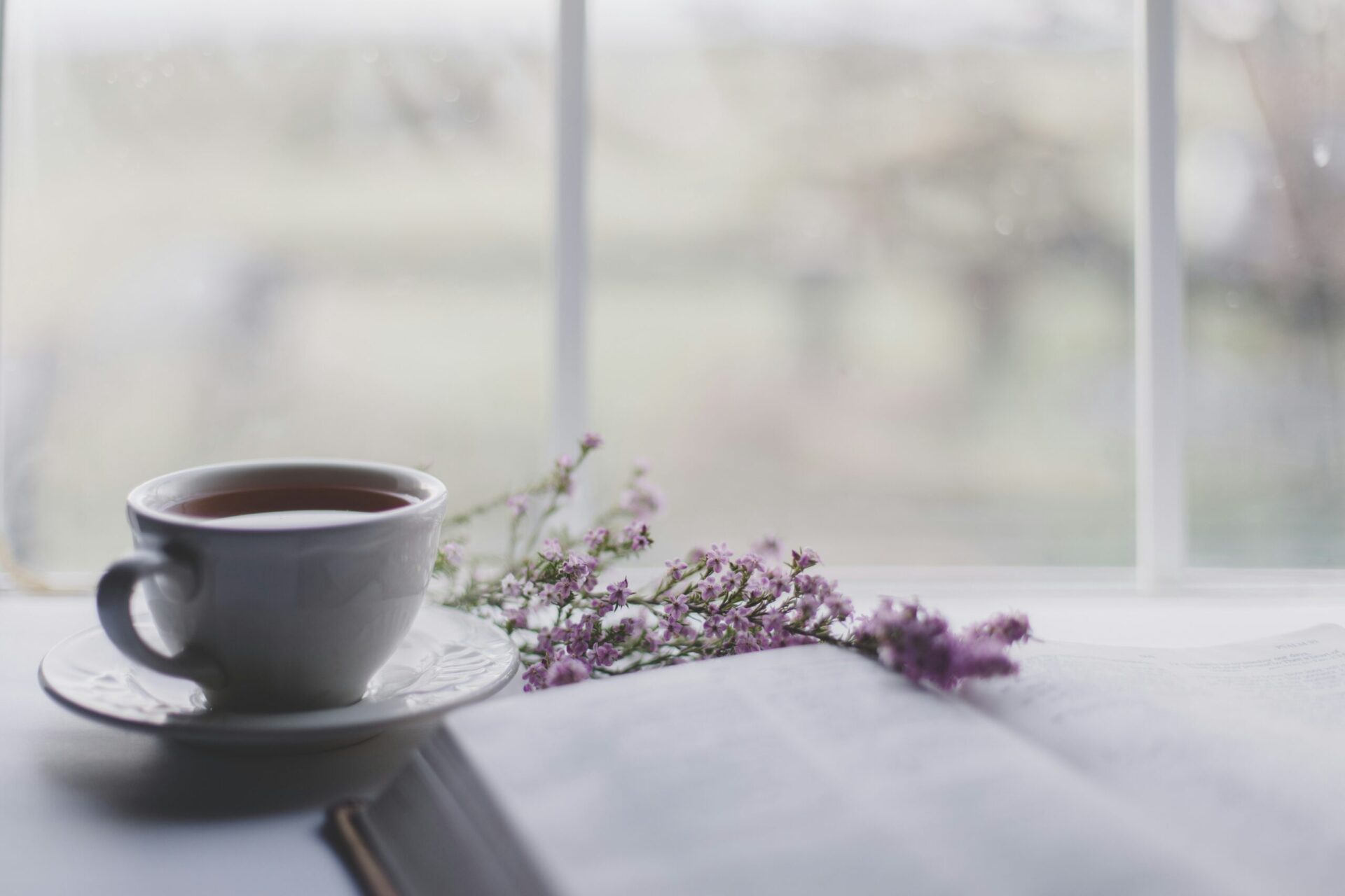 sixteen-miles-out-SvbDNnbipj0-unsplash Teetasse auf einem weißen Tisch mit Lavendel